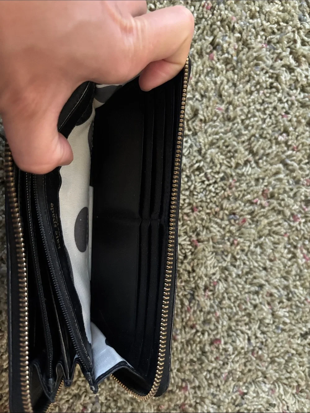 Kate Spade Black Pebbled Leather Zip Around Continental Wallet